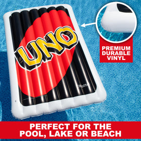 Sunny Days Uno Pool Float two-sided design encourages playful flips and social moments