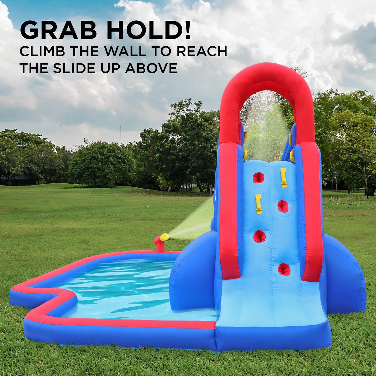 Sunny & Fun water slide arc shows fast descent and exciting water thrills.