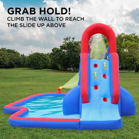 Sunny & Fun water slide arc shows fast descent and exciting water thrills.