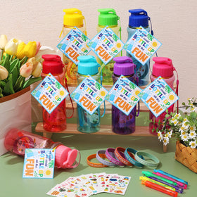 Sunnychicc water bottle with lanyard and flip-top lid, easy carrying