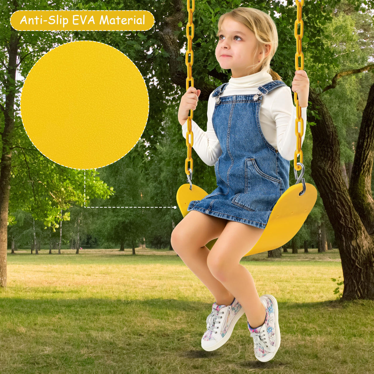 Sunnyglade 66-inch chain shows sturdy suspension for backyard swinging