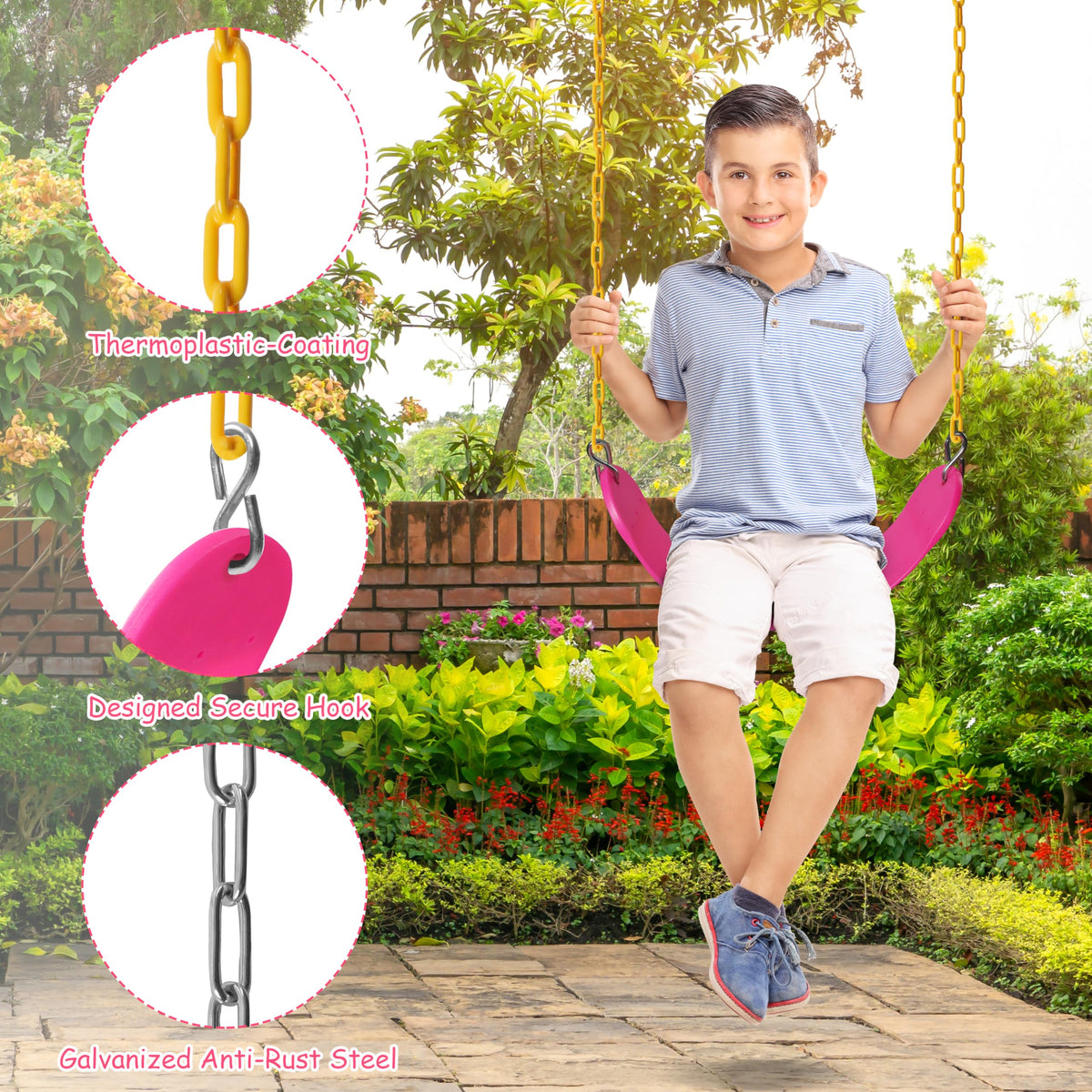 Sunnyglade EVA swing seat offers soft, comfortable seating for kids.