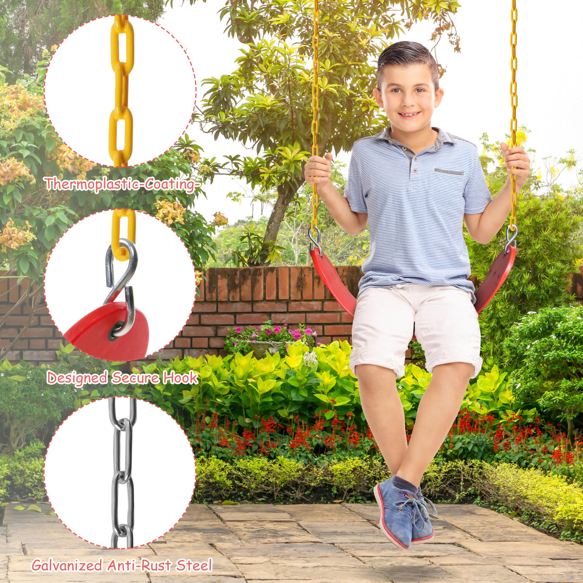 Sunnyglade EVA soft swing seat stays comfortable and deformation resistant