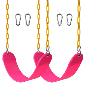 Sunnyglade heavy-duty swing seat with 66-inch chains in pink for durable backyard play.