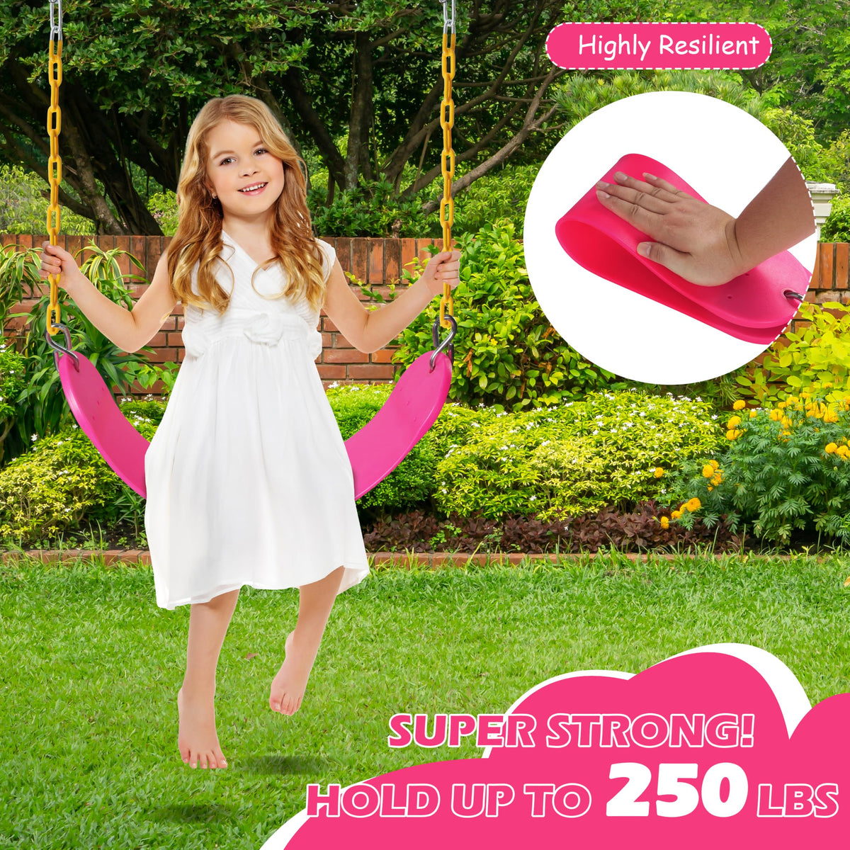 Sunnyglade non-slip swing seat design improves stability during play sessions.