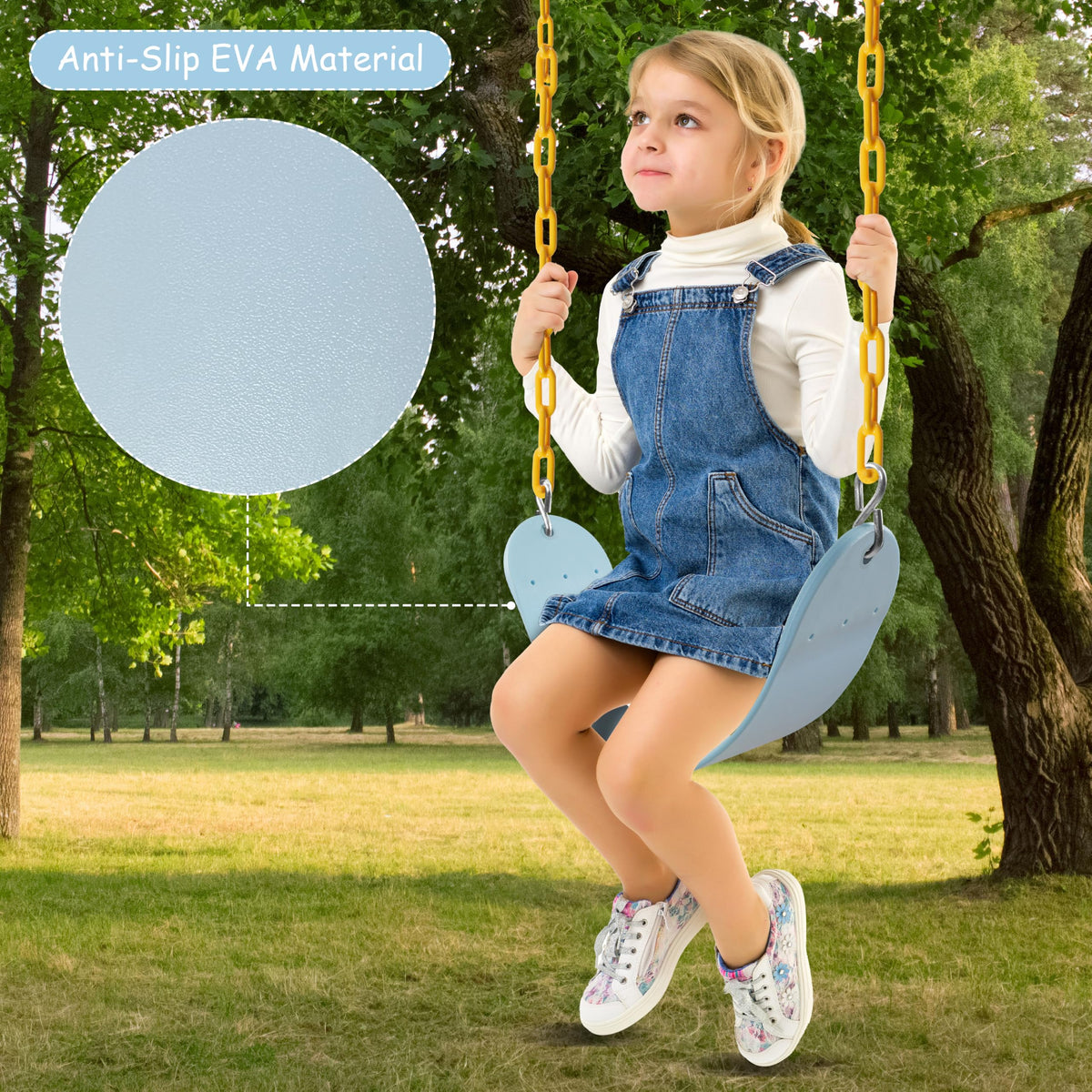 Sunnyglade 66-inch chains with thermoplastic cover to guard fingers.