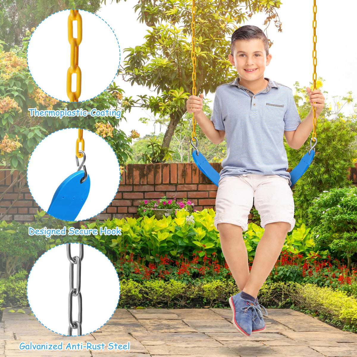Sunnyglade swing seat dimensions 26.5 x 5.5 inches promote stable seating