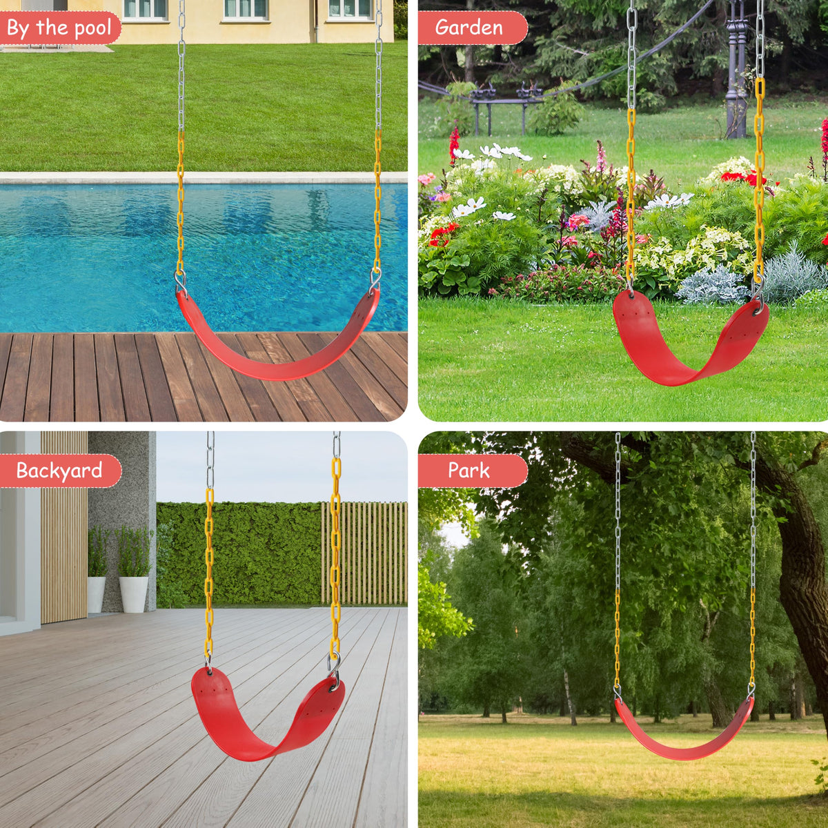 Sunnyglade swing set supports up to 250 pounds per seat