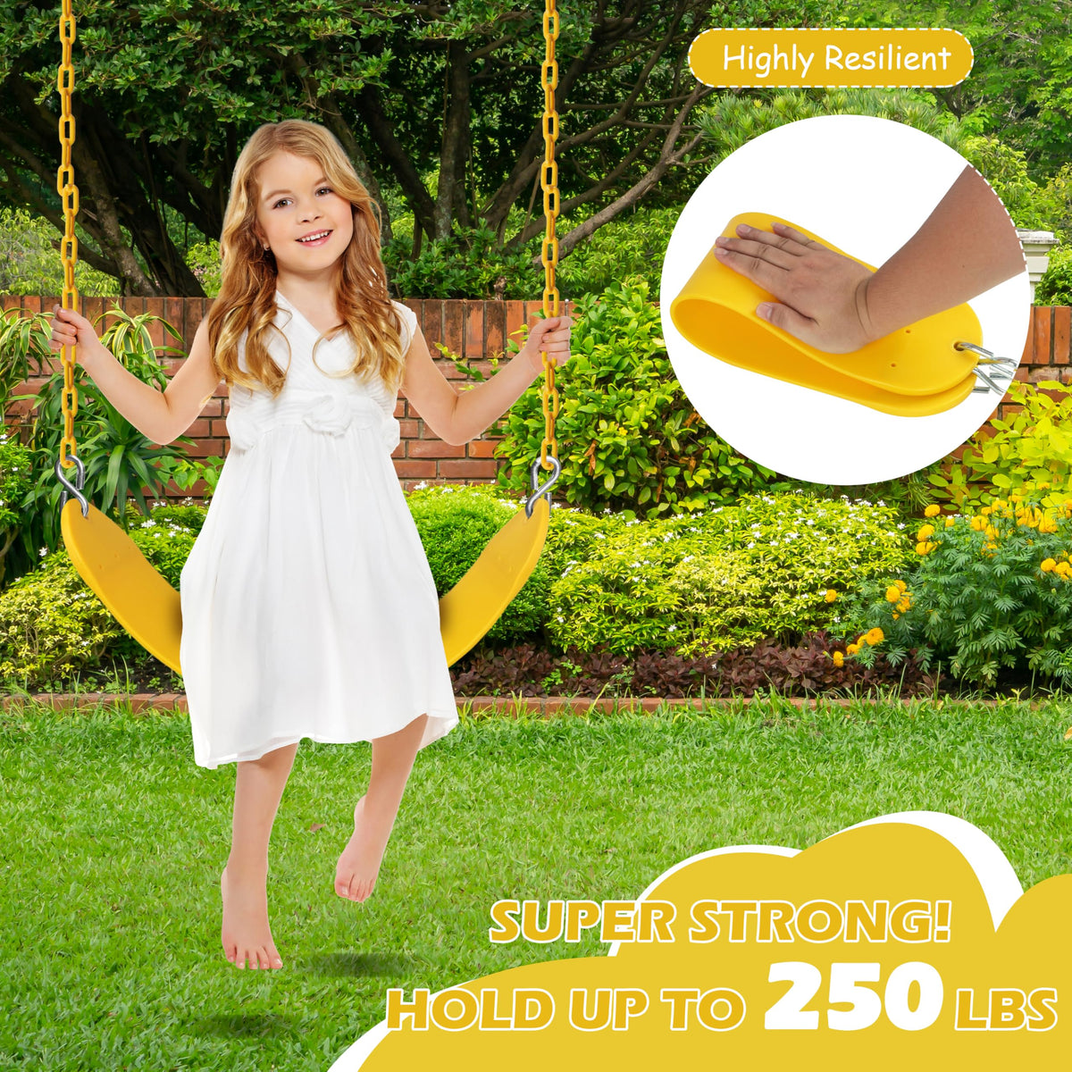 Sunnyglade U-shaped seat design promotes stable, wobble-free swinging