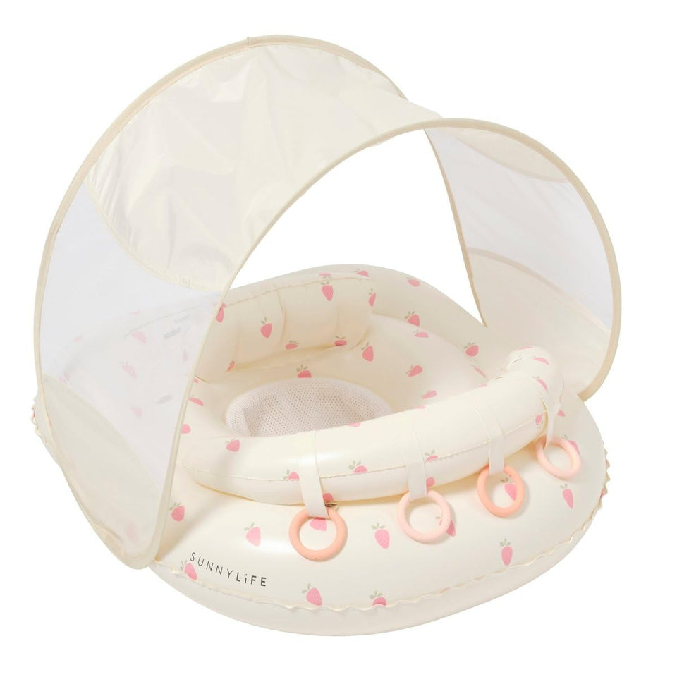 Sunnylife Baby Float with Canopy provides removable shade for sunny pool days