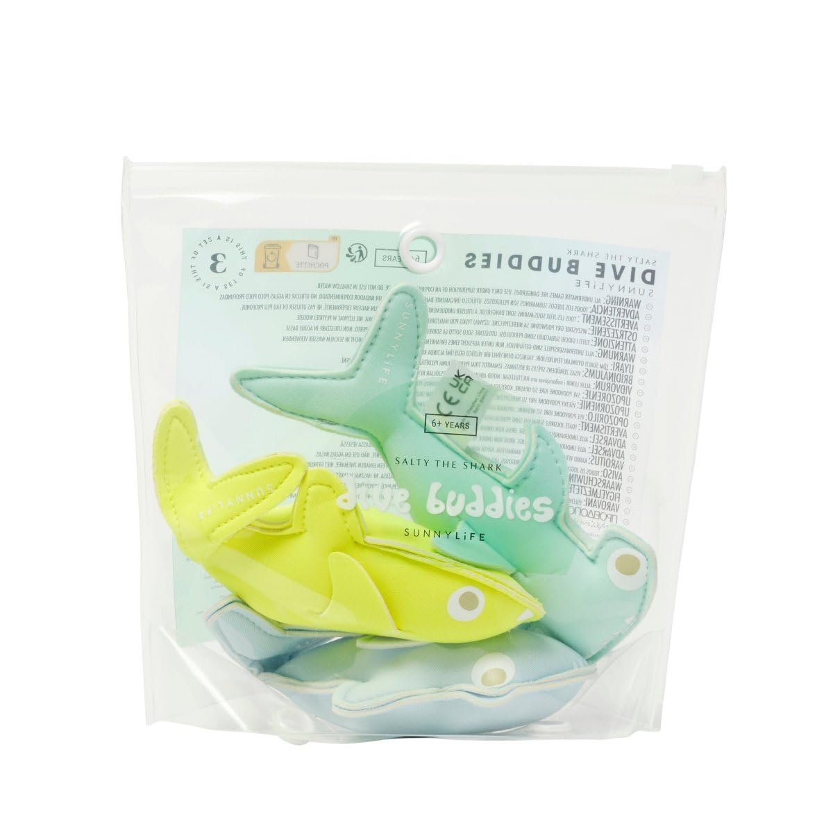 Sunnylife Dive Buddies Salty the Shark In-bag image shows quick-drying design for travel.
