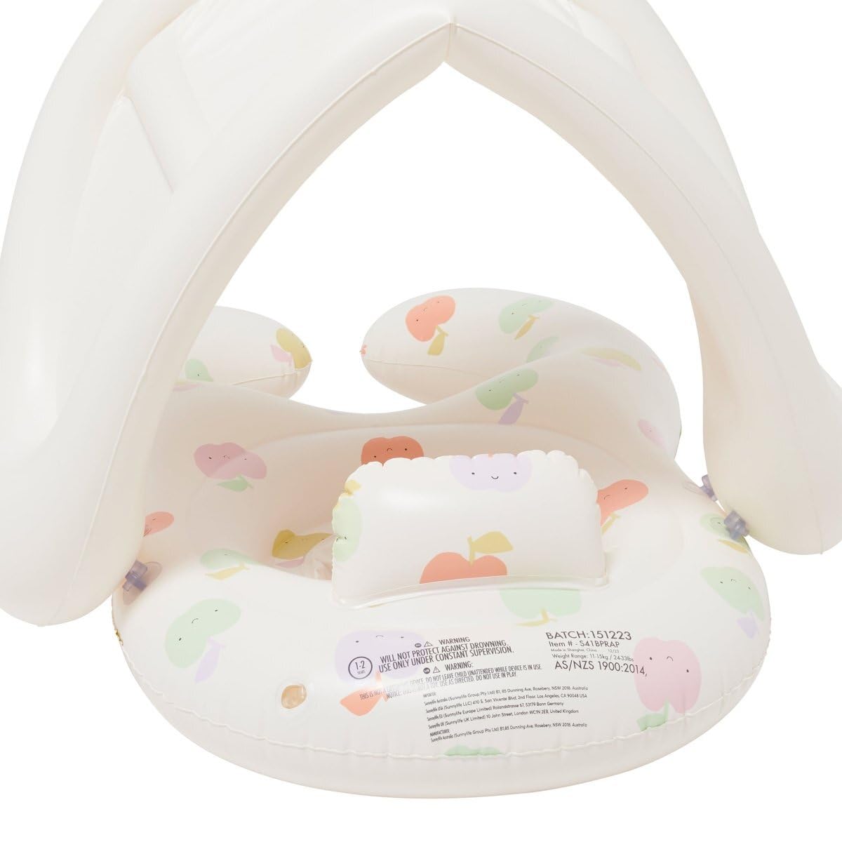 Sunnylife Float Together Baby Seat canopy detachable for travel.