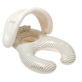 Sunnylife Float Together Baby Seat with overhead canopy protects sun during pool play.