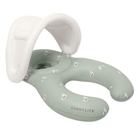 SUNNYLiFE Float Together Sammy the Seagull Green full view shows upright baby seating for calm water play.