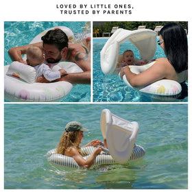 Sunnylife Float Together Baby Seat Strawberry Sunshine removable canopy shields from sun.