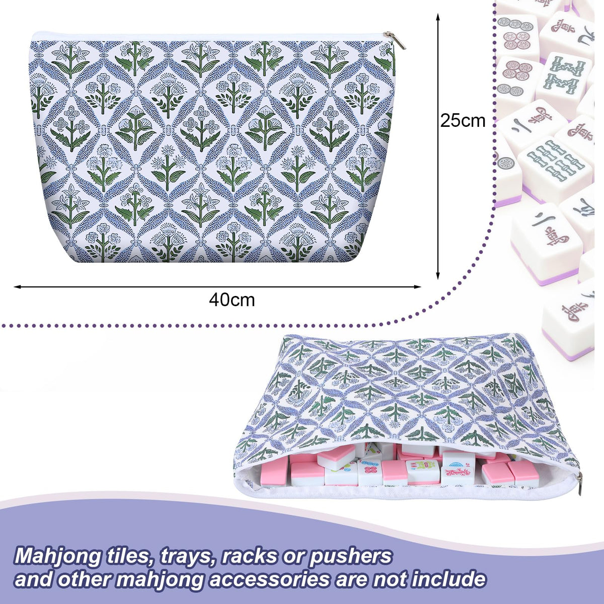 Sunnymove Block print pattern tote adds stylish flair to mahjong gear