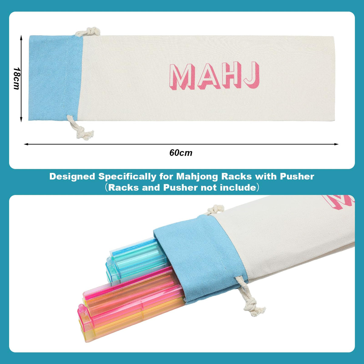 Sunnymove blue canvas storage bag tidy for tiles, racks, and pushers.