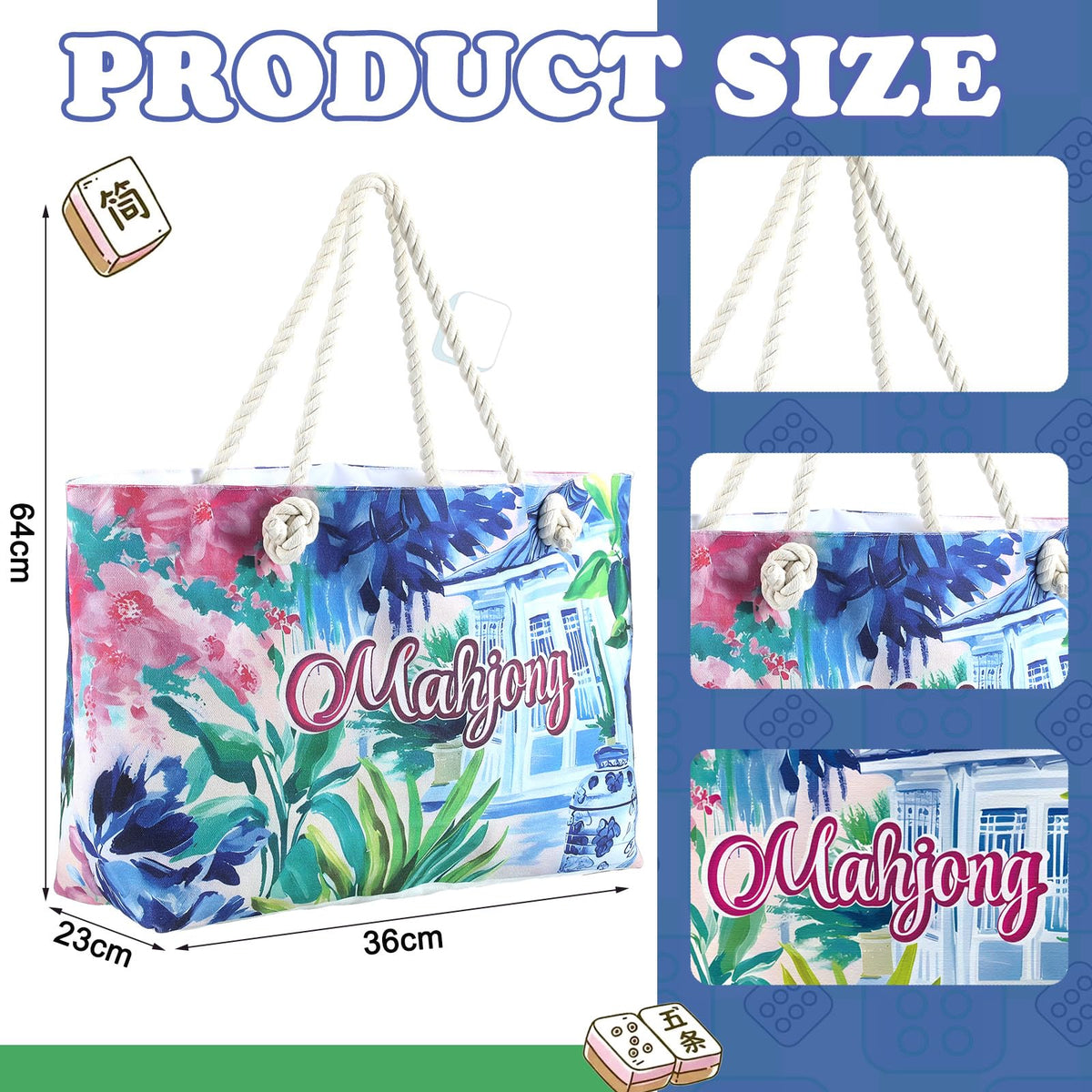 Sunnymove canvas mahjong bag showing durable material and style