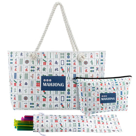 Sunnymove empty mahjong bag tote with roomy compartments for tiles and racks
