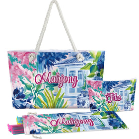 Sunnymove floral mahjong bags tote for tiles and travel use