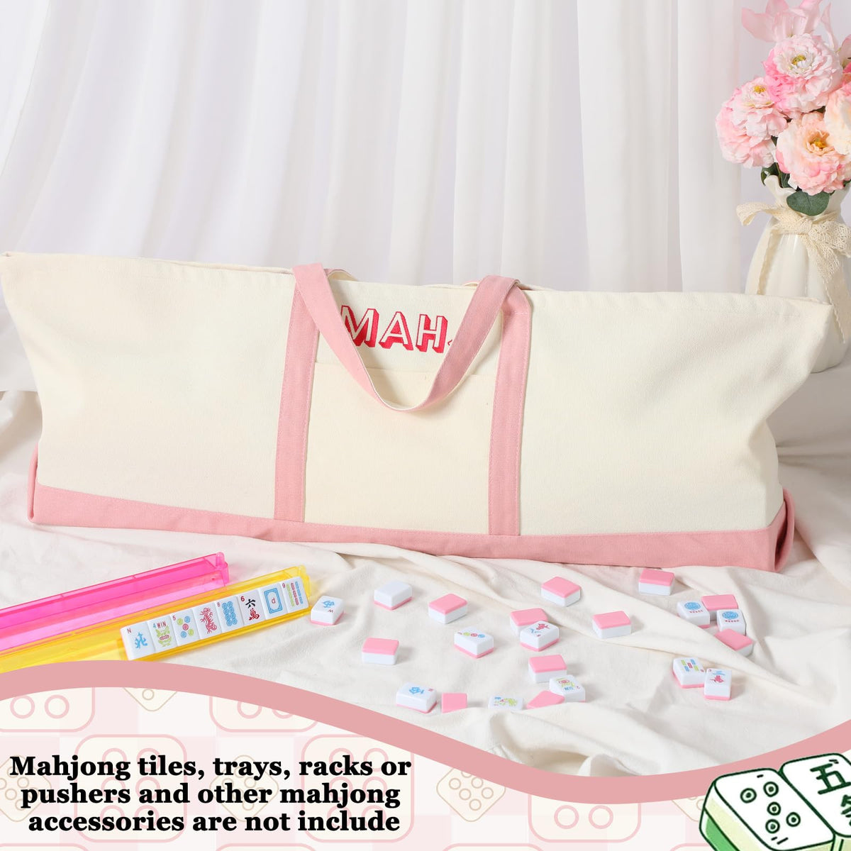 Sunnymove mahjong bag large compartments organize tiles, stands and accessories
