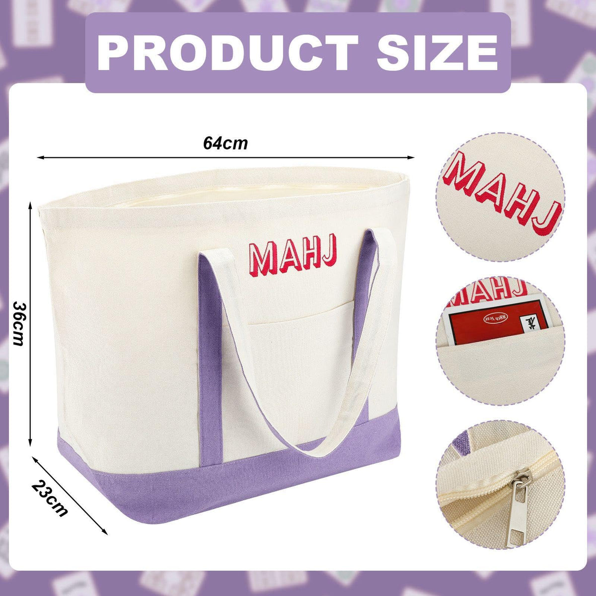 Sunnymove small purple mahjong bag stores racks and accessories securely.