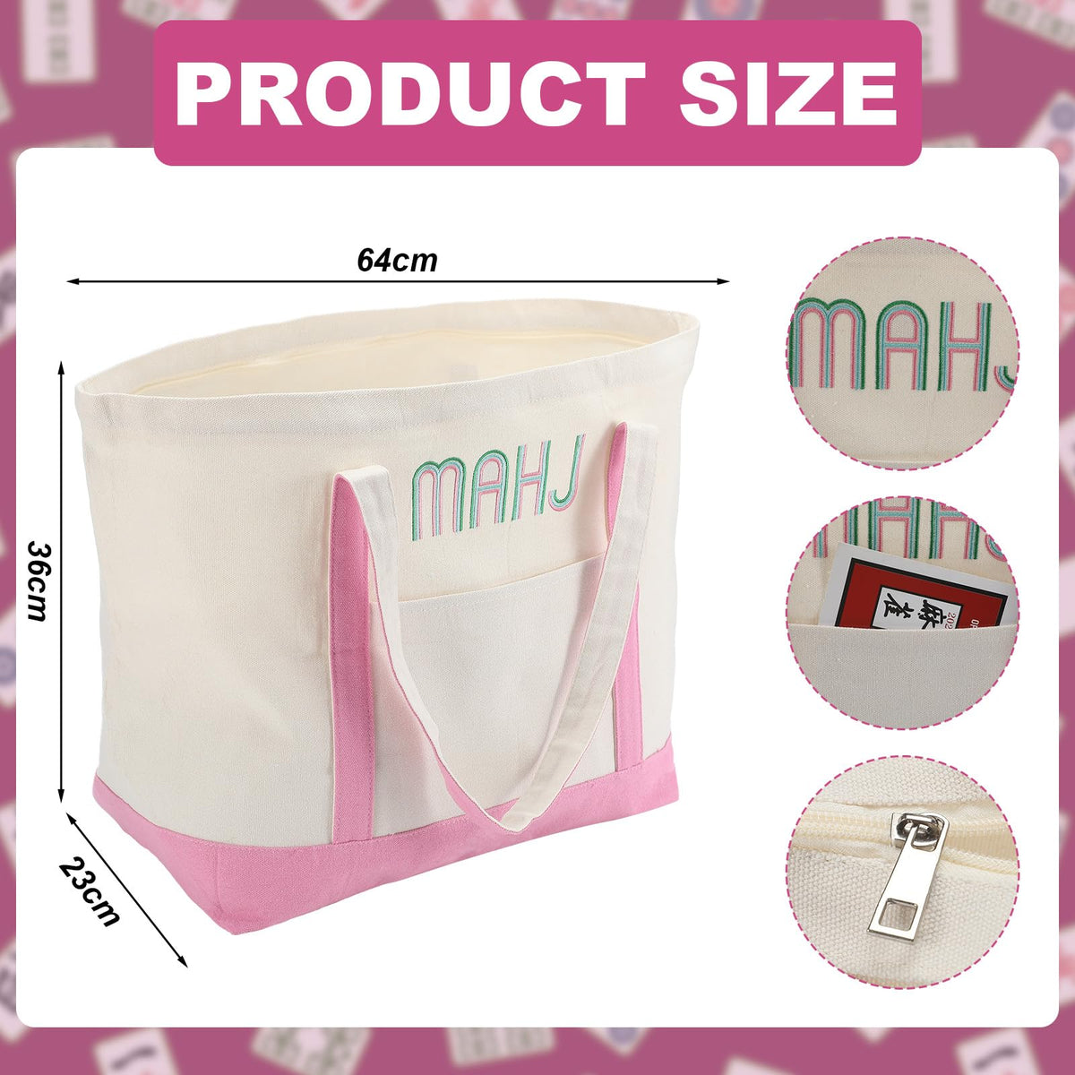 Sunnymove mahjong bag zipper-accessories shows organized pockets for wind indicators and dice