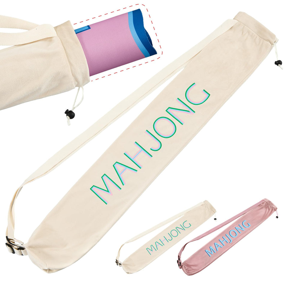Sunnymove mahjong mat bag beige with dual straps for comfortable backpack-style carry