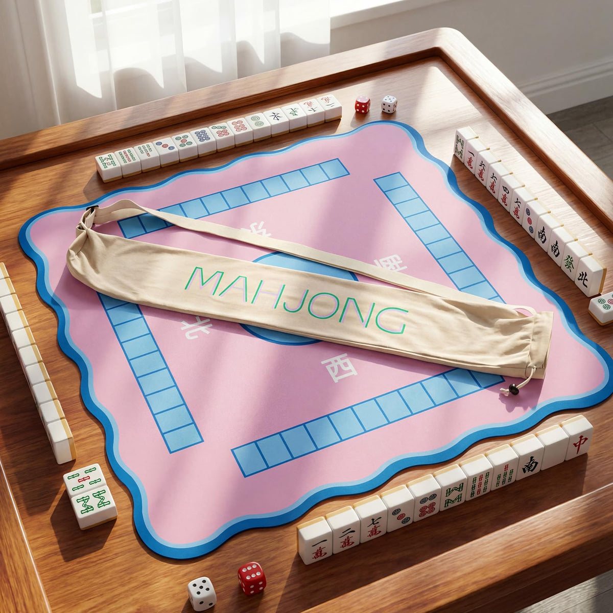 Sunnymove bag features a bold MAHJONG print for a stylish, conversation-worthy accessory