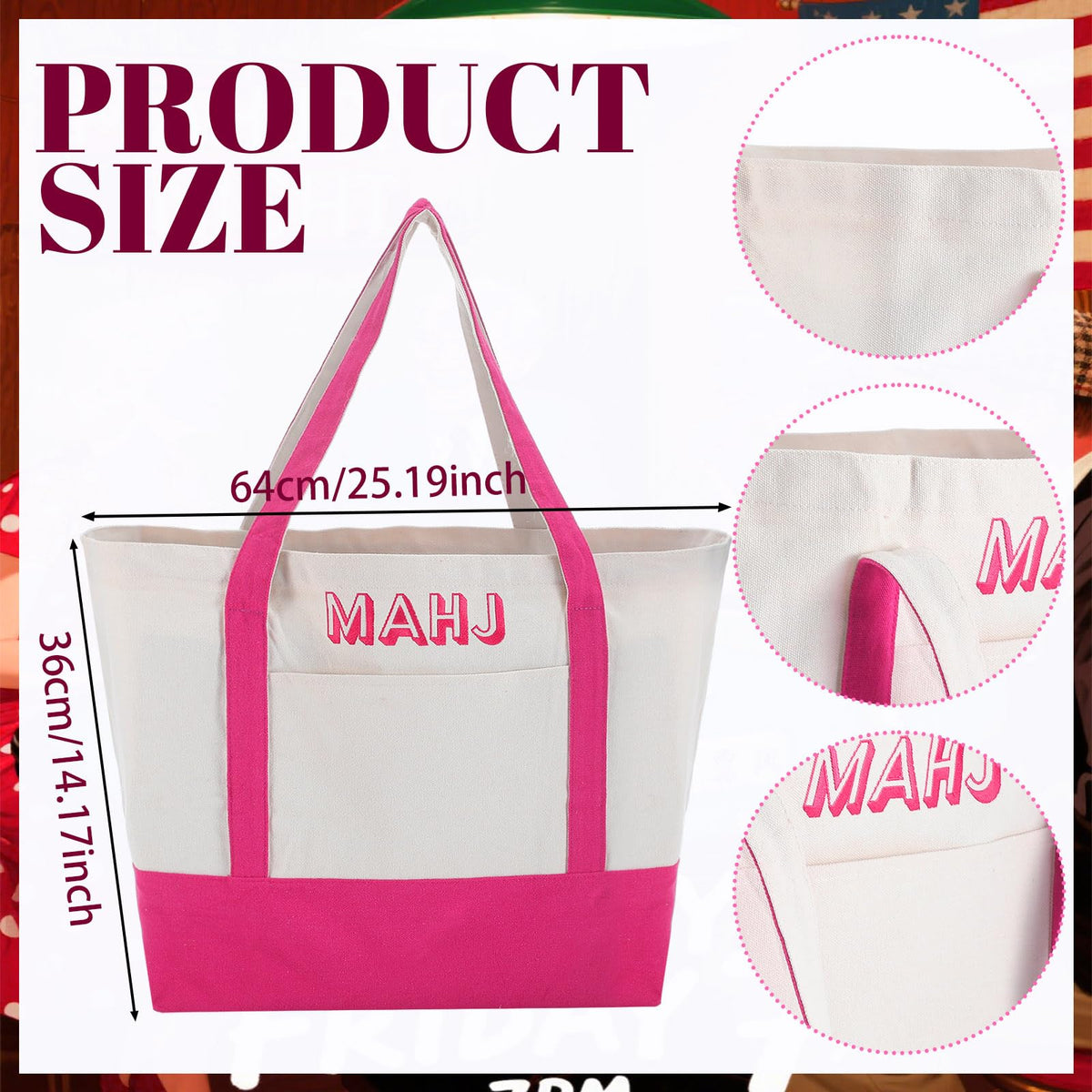 Sunnymove large pink mahjong bag protects tiles and racks during travel.