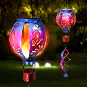 SUNNYPARK hot air balloon lantern spinner lights outdoor spaces with a flame-like glow.