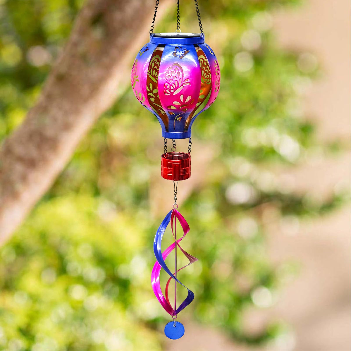 SUNNYPARK solar-powered lantern eliminates wiring for easy installation.