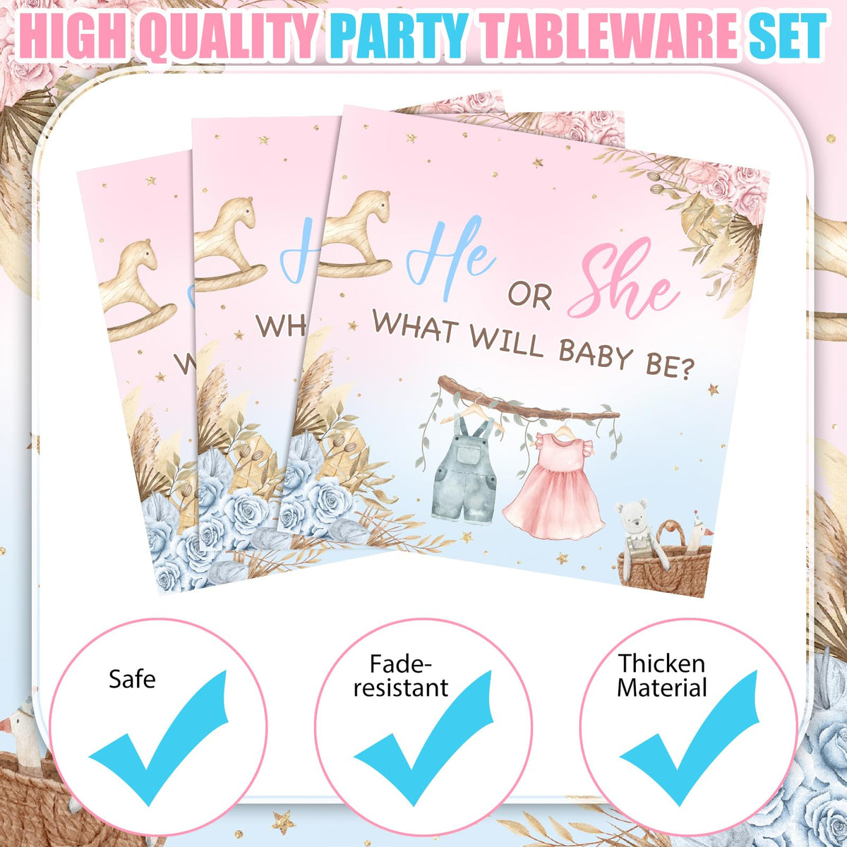 Sunnyray boho gender reveal forks, reliable for easy serving and eating.
