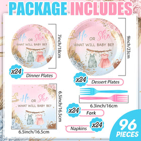 Sunnyray boho gender reveal 7-inch plates, ideal for dessert and quick service.