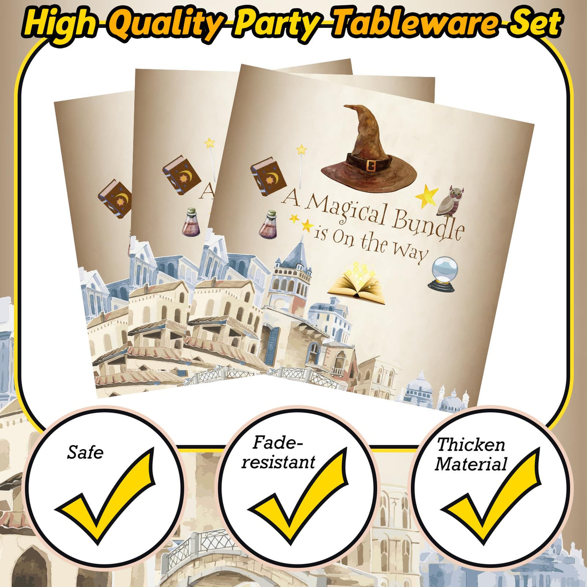 Sunnyray wizard napkins display festive print for quick cleanup after treats