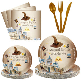 Sunnyray wizard plates 9-inch showcase the magical pattern for a dazzling baby shower
