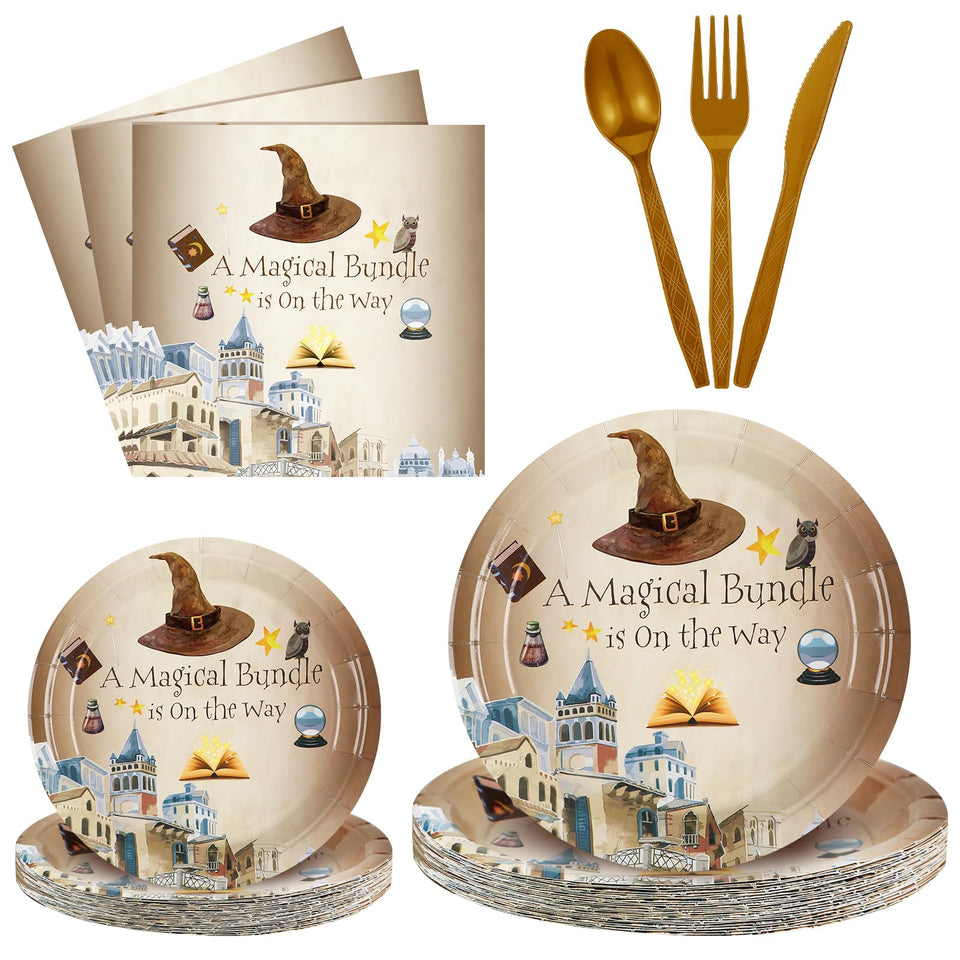 Sunnyray wizard plates 9-inch showcase the magical pattern for a dazzling baby shower