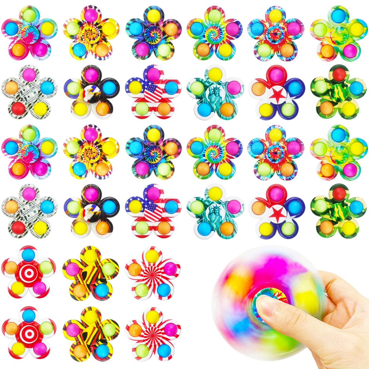 SunPROUND 30 fidget spinners pack ready for classroom use and party favors.