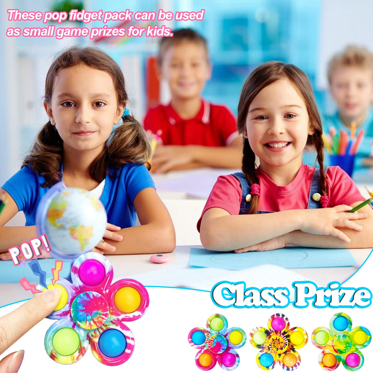 SunPROUND colorful fidget spinner in use during classroom activity.