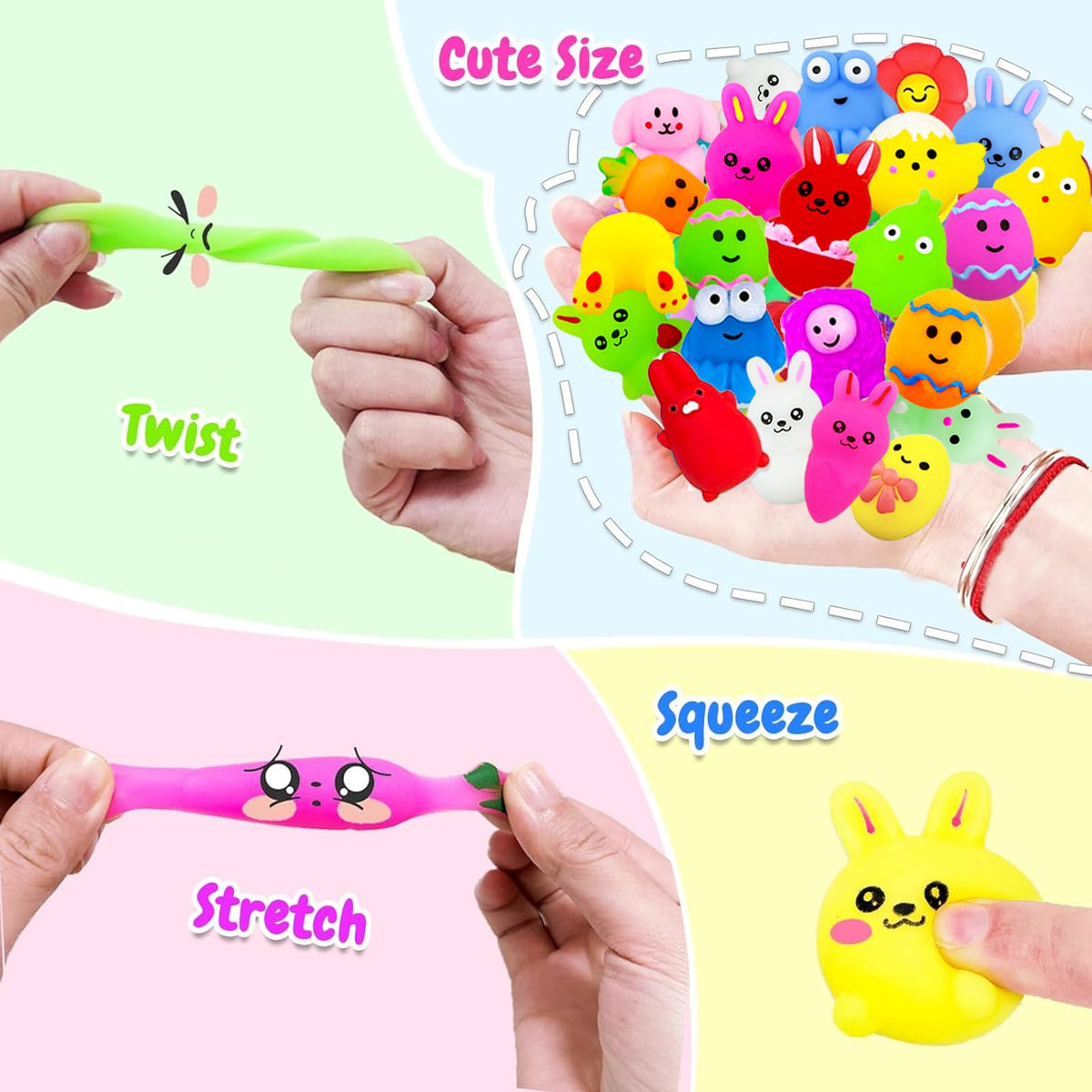 Sunpround rainbow-colored shapes provide safe, reusable Easter décor and gift options.