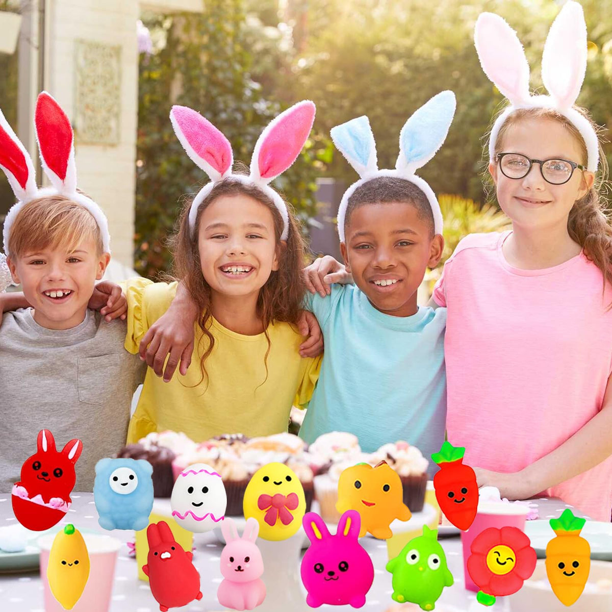 SUNPROUND Easter Mochi Squishy eggs offer bright colors for Easter egg hunts.