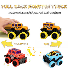 SUNPROUND pull-back monster trucks require no batteries