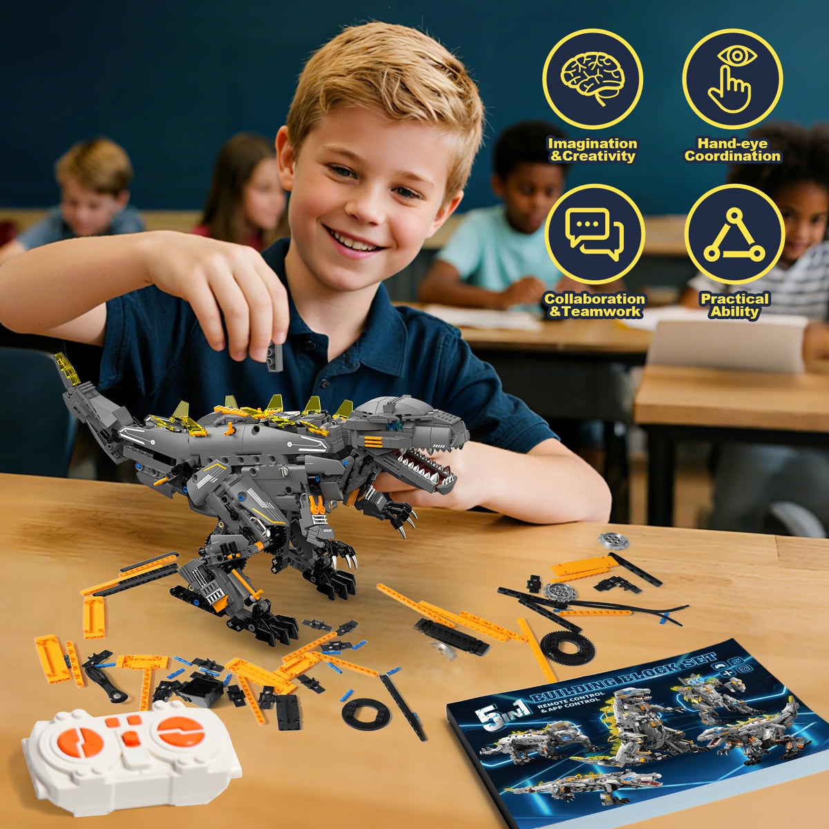 Sunrad 5-in-1 RC kit Battle robot model for problem-solving play