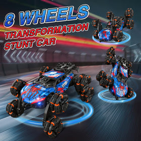 Sunrad 8WD gesture RC car side view shows eight wheels for versatile grip.