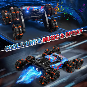 Sunrad 8WD gesture RC car stunt action with 360° rotations.