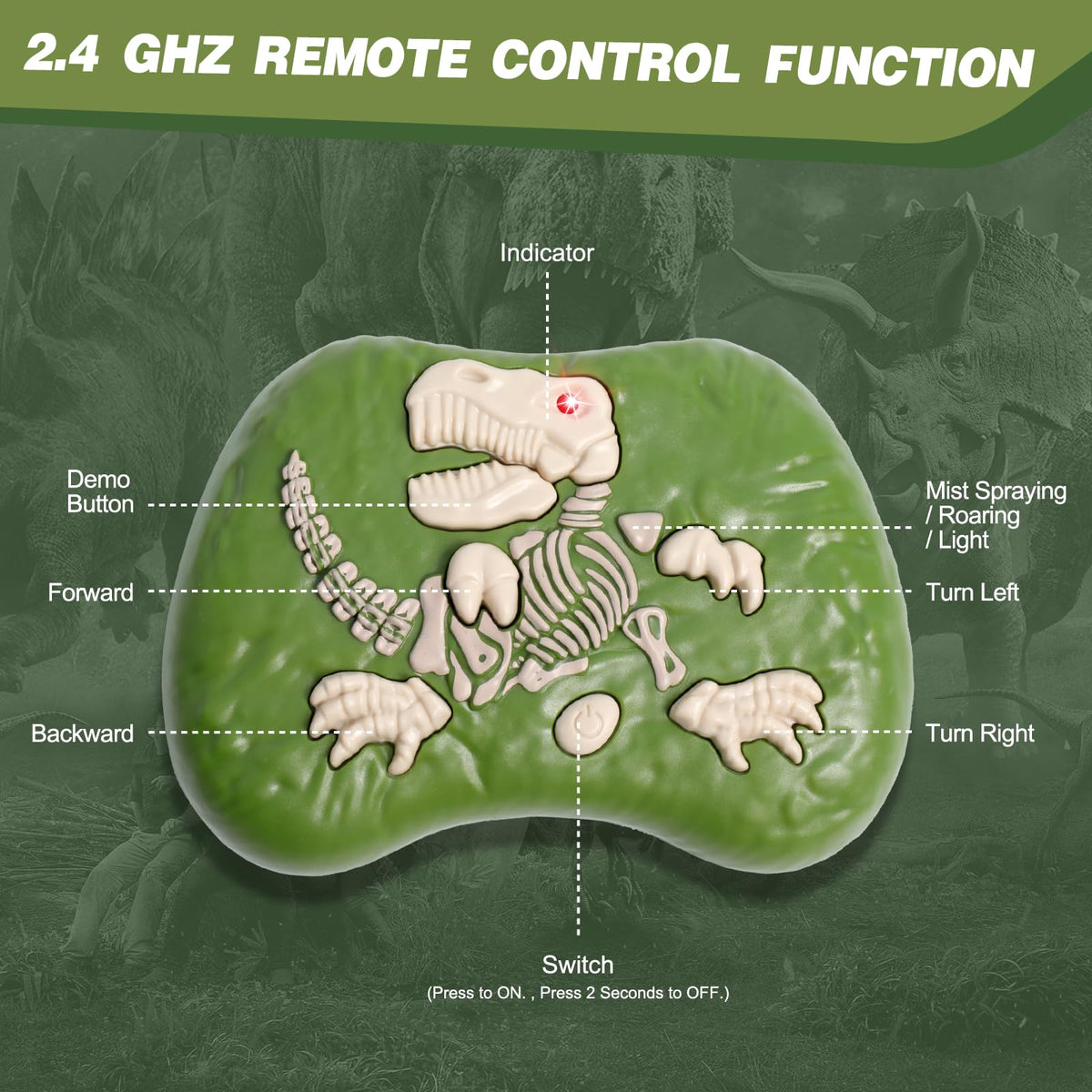 Sunrad-dino-remote-control-ergonomics fits small hands for easy control.