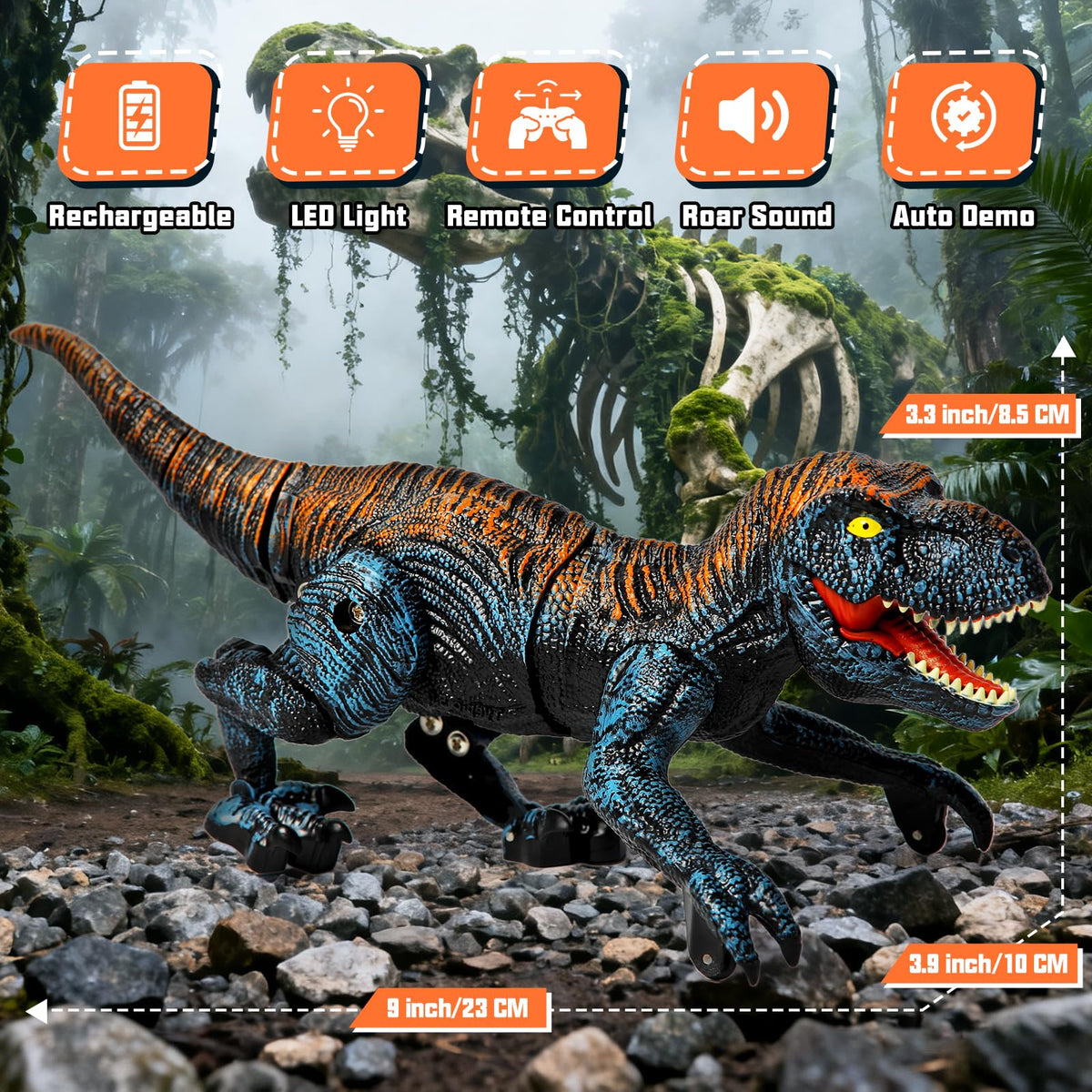 Sunrad Mini RC dinosaur with lights and roaring effects