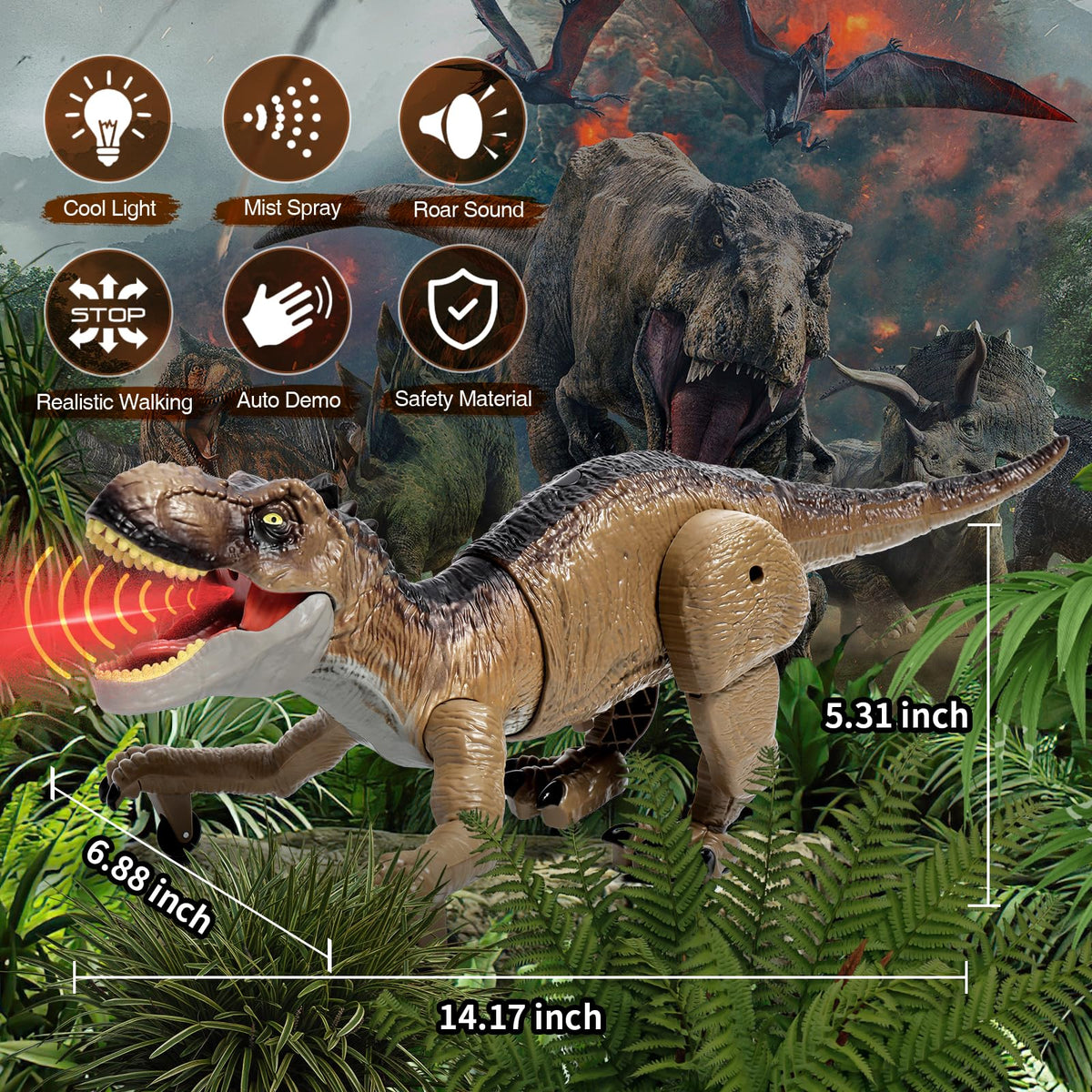 Sunrad RC Dino rechargeable battery powers longer play sessions.