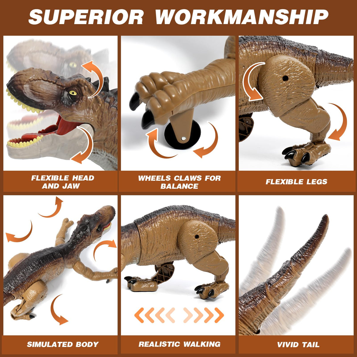 Sunrad RC Dino roaring action enhances storytelling and excitement.