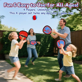 Sunrad sticky paddles offer safe catching during family outdoor games.